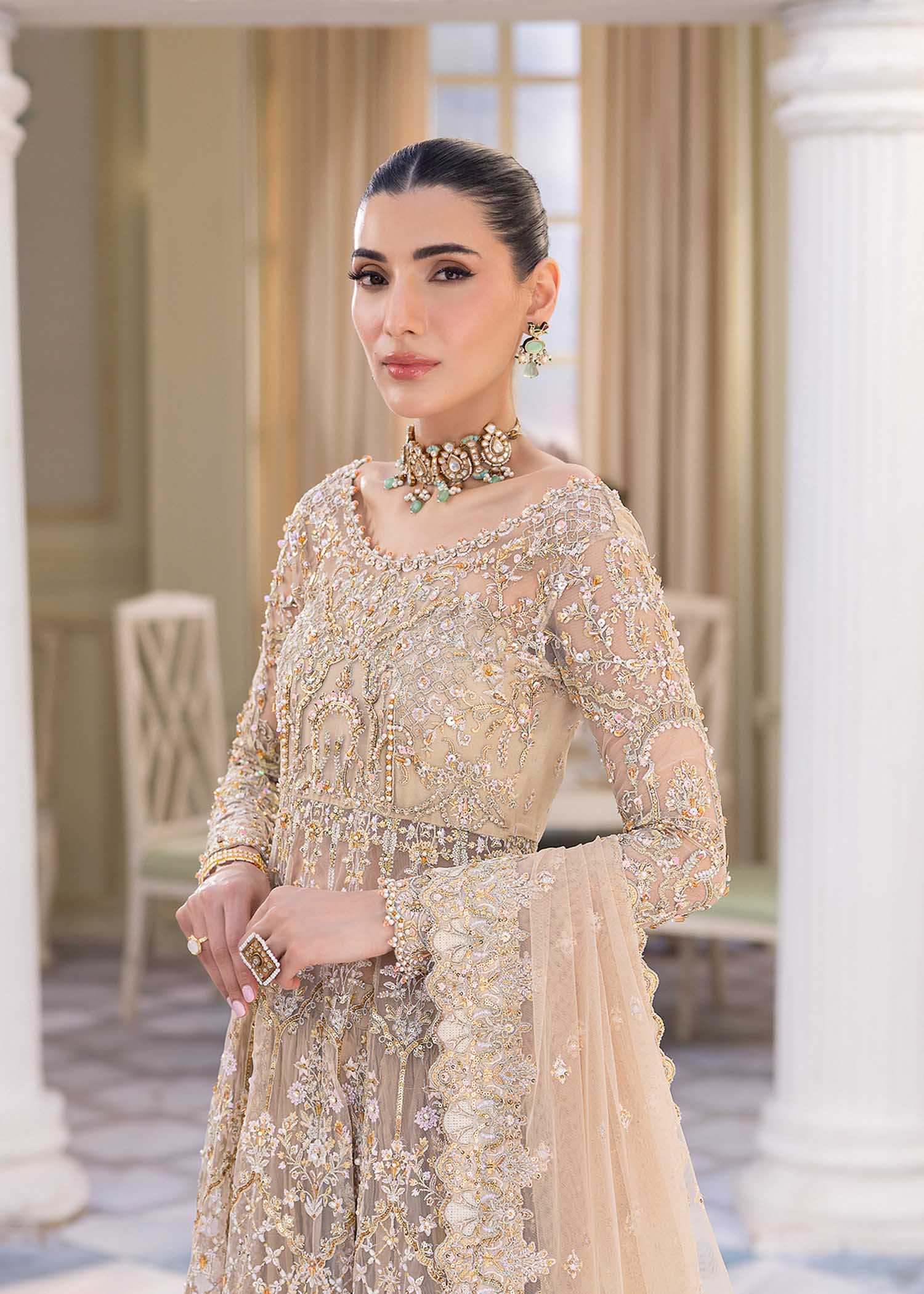 Kanwal Malik Nude Peshwas for Luxury Wedding wear - Pakistani Designer Wear for Women in UK | Kifat