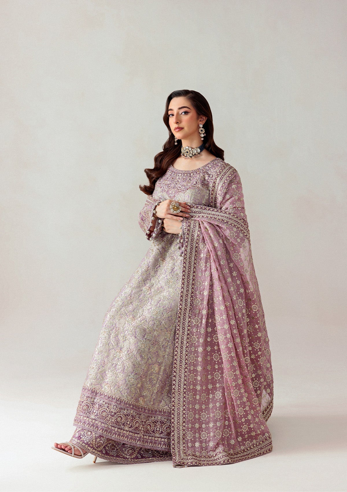 Jamawaar Lilac Color Dress for Formal Wear