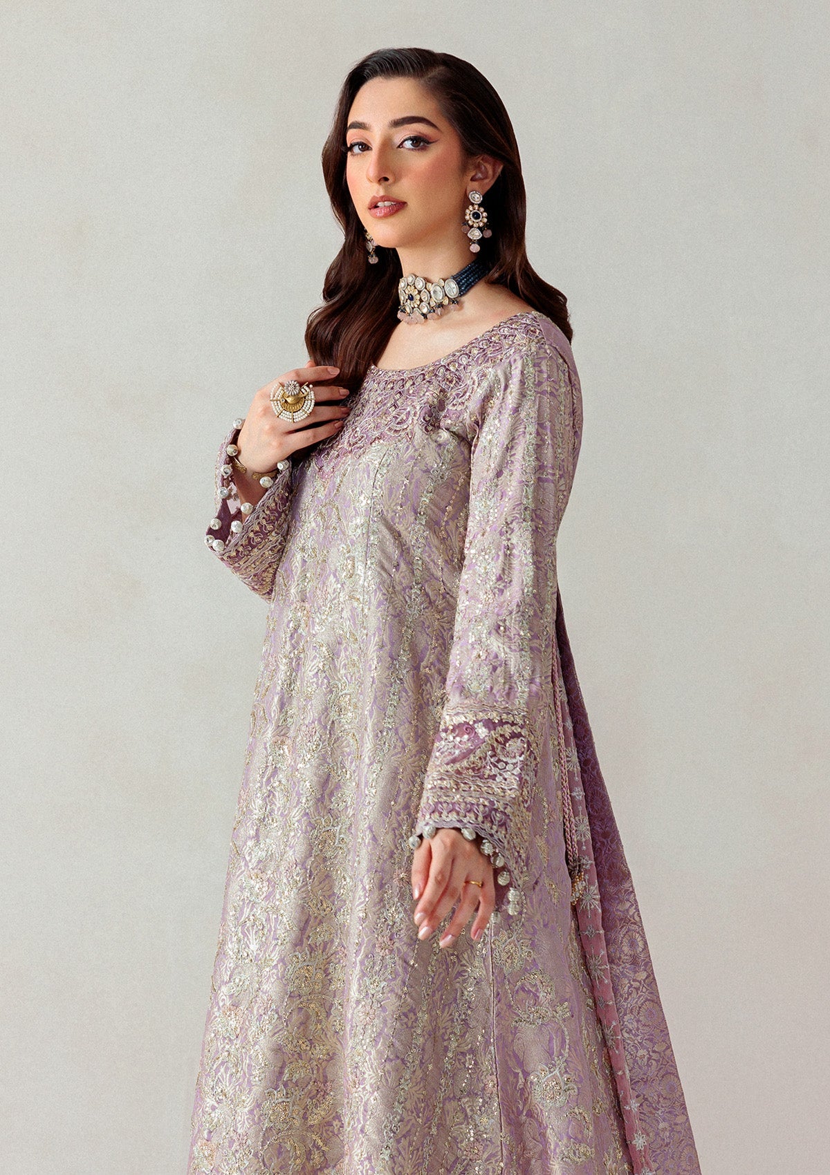 Jamawaar Lilac Color Dress for Formal Wear