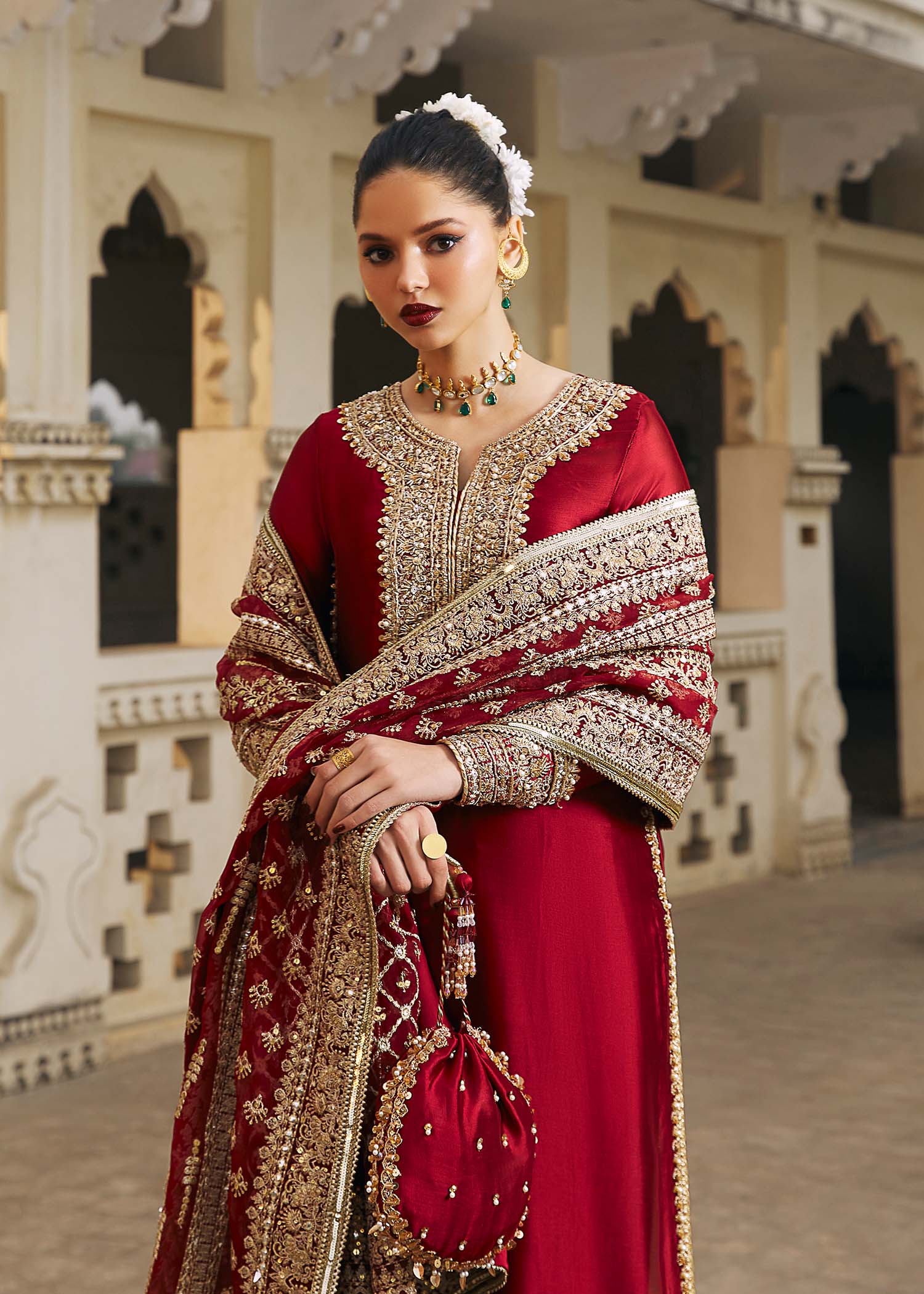 Kanwal Malik Berry Red Long Shirt with Churidar trouser for Luxury Wedding wear - Pakistani Designer Wear for Women in UK | Kifat