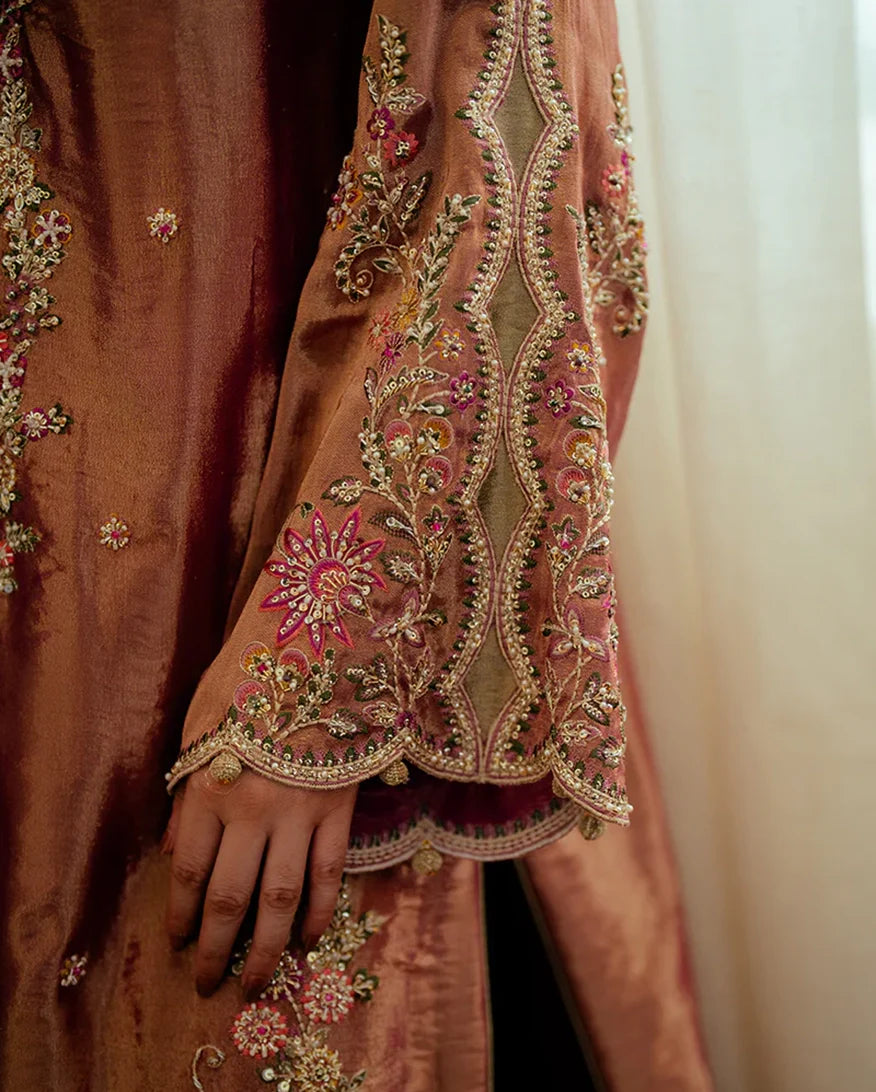 Women Wearing Seema Light Pink Long Shirt for Formal Events - Pakistani Designer Wear for Women in UK | Kifat