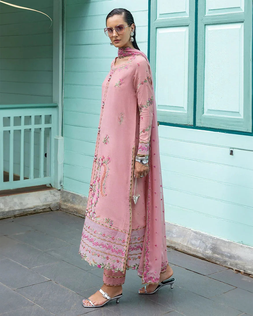 Women Wearing Elowen Pink Long Shirt for Festive Events - Pakistani Designer Wear for Women in UK | Kifat