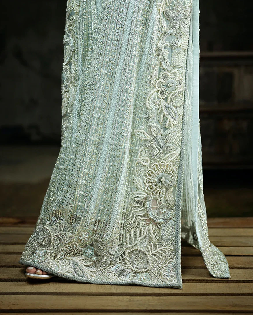 Women Wearing Cardamine Aqua Long Shirt for Wedding Events - Pakistani Designer Wear for Women in UK | Kifat