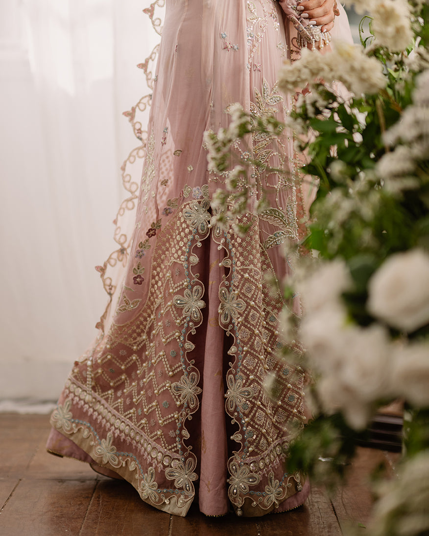 Women Wearing Shehnai Pink Long Shirt for Festive Events - Pakistani Designer Wear for Women in UK | Kifat