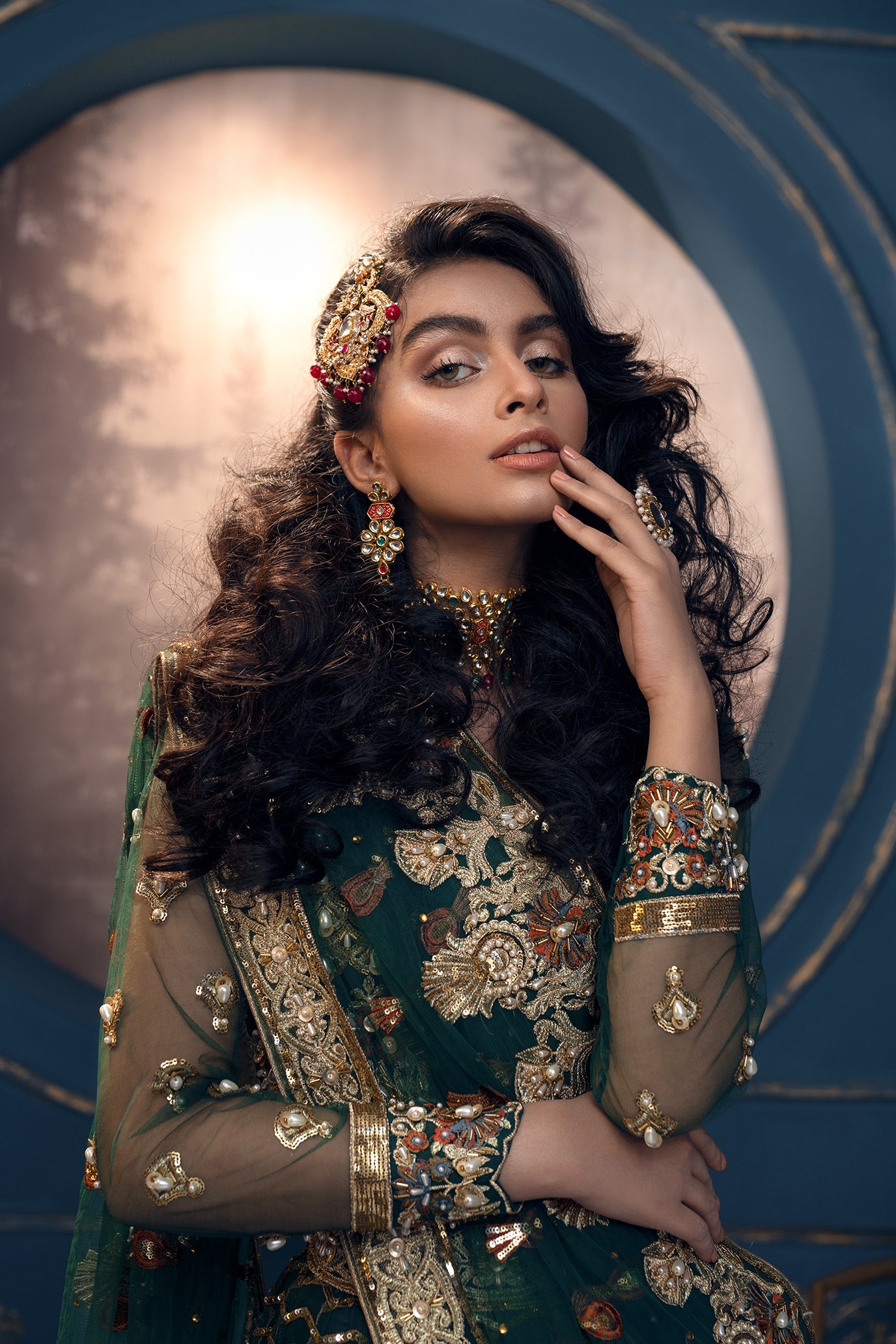 Women Wearing Cygnus Sea Green Peshwas For Bridals Events - Pakistani Designer Wear For Women In UK | Kifat