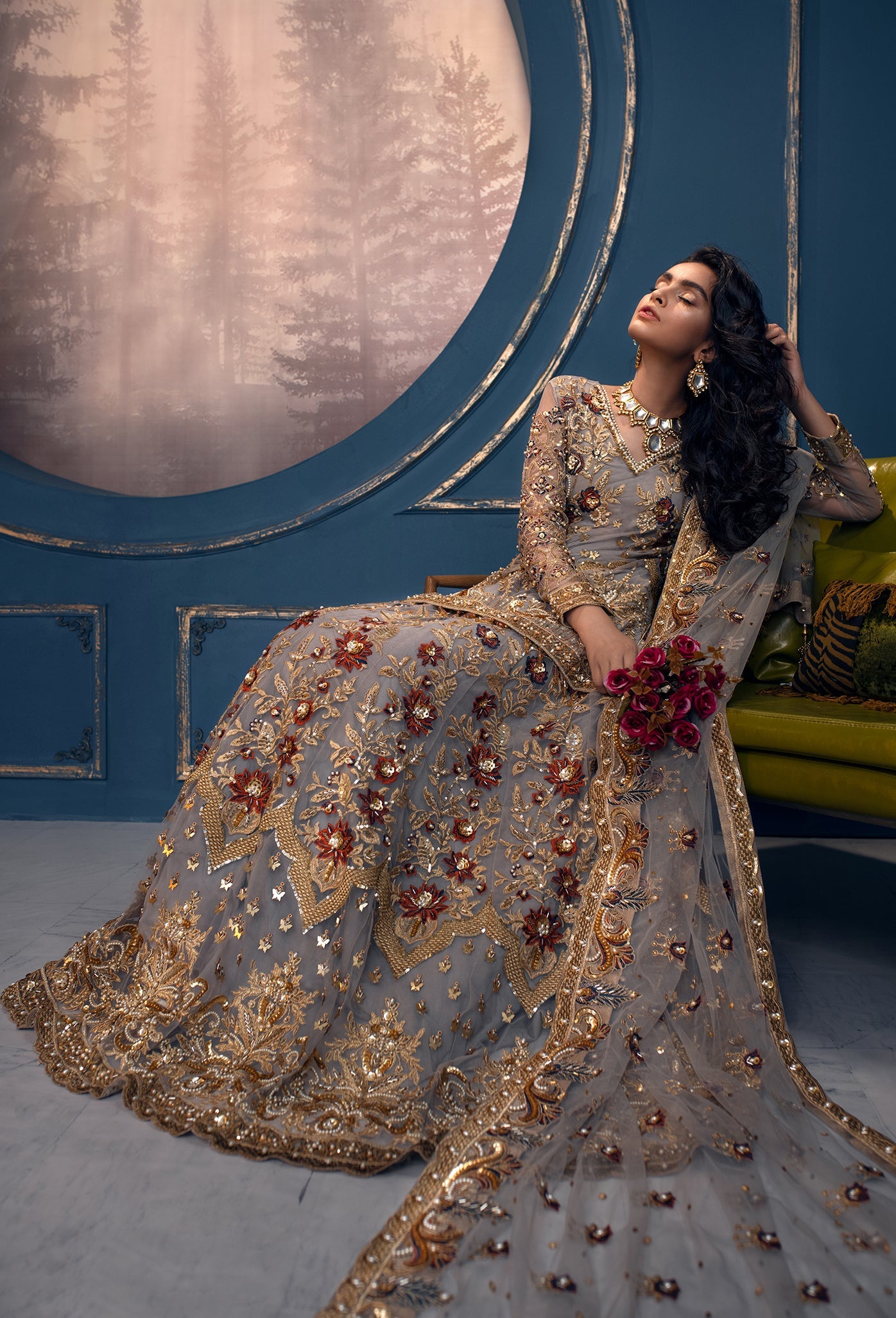 Women Wearing Queen Bee Multi Lehnga For Bridals Events - Pakistani Designer Wear For Women In UK | Kifat