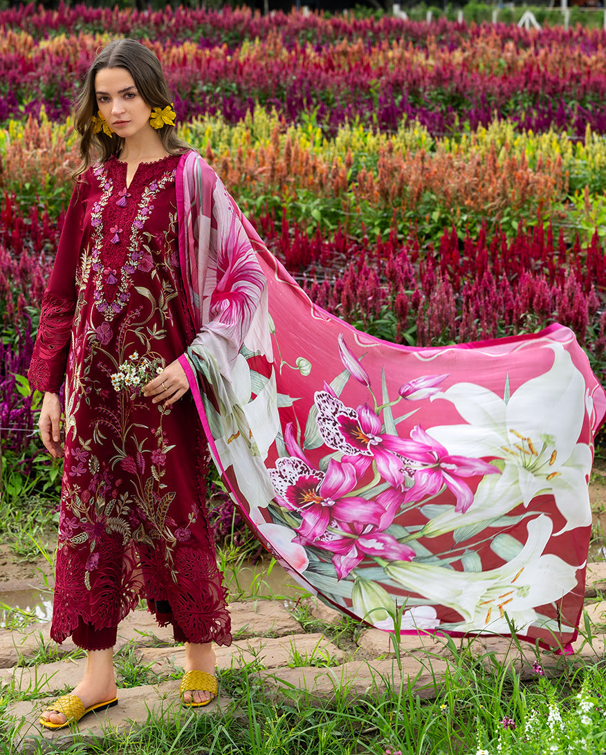 Women Wearing Aurora Petals Red Long Shirt for Festive Events - Pakistani Designer Wear for Women in UK | Kifat