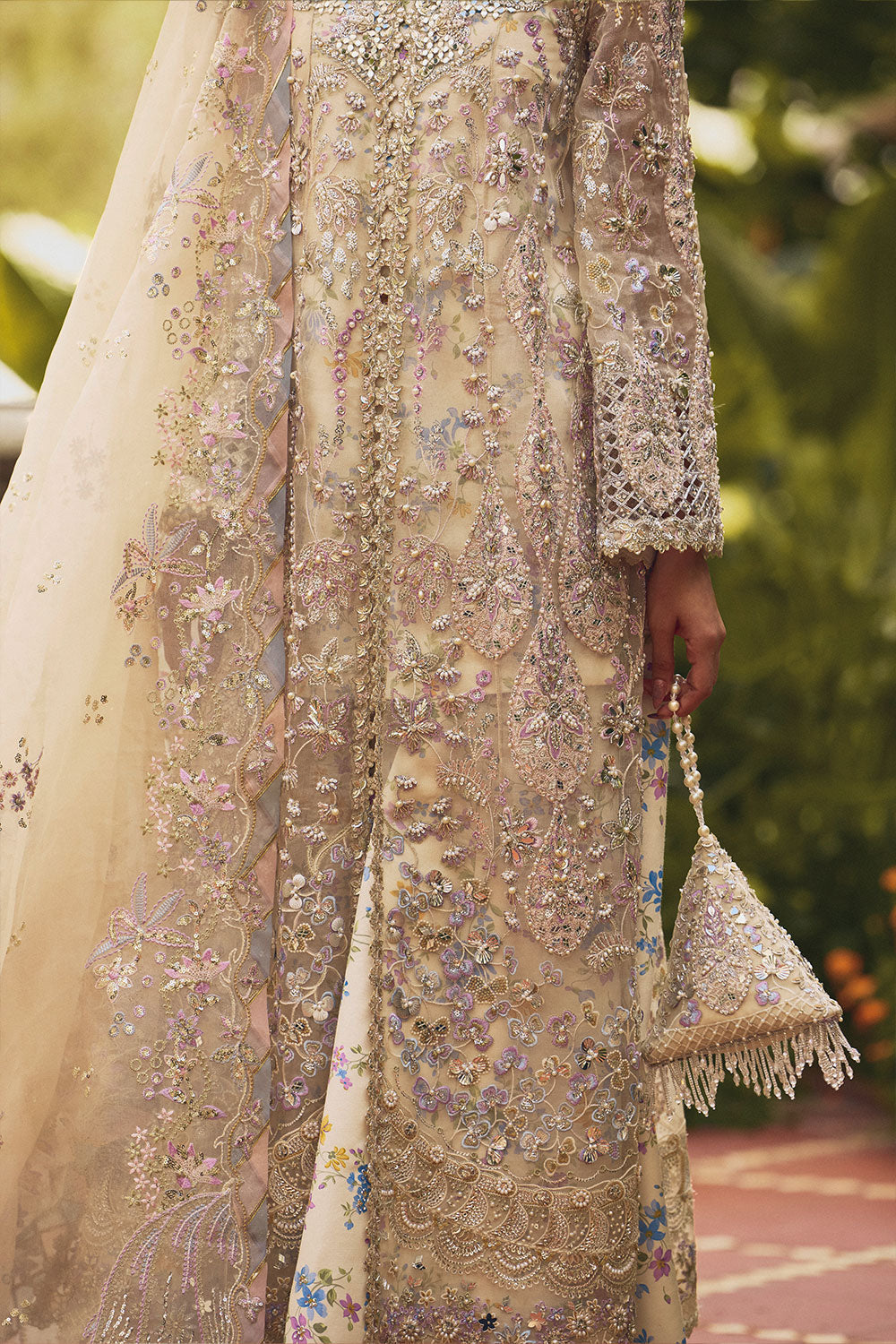 Soraya AZILIS White Long Open Shirt for Wedding Wear, Guest of Wedding Wear - Pakistani Designer Wear for Women in UK | Kifat