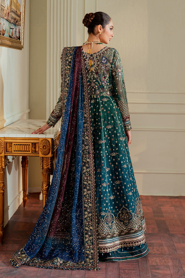 Baroque CHIFFON CH13-03 Teal Frock,Open Gown for Wedding Wear - Pakistani Designer Wear for Women in UK | Kifat