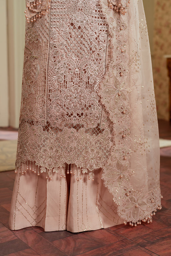 Baroque ORGANZA CH13-04 Pale Peach Pakistani formal dresses UK,long shirt for Formal Events - Pakistani Designer Wear for Women in UK | Kifat