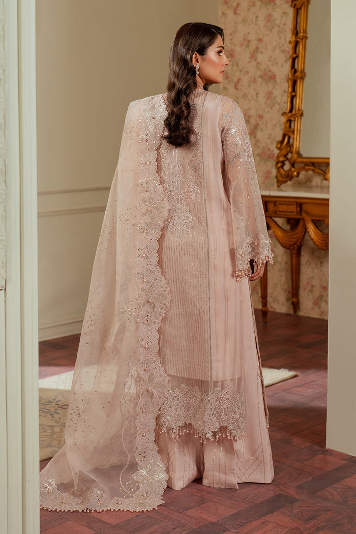 Baroque ORGANZA CH13-04 Pale Peach Pakistani formal dresses UK,long shirt for Formal Events - Pakistani Designer Wear for Women in UK | Kifat
