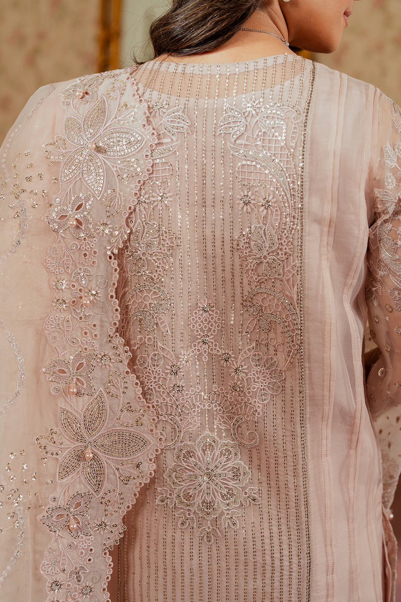 Baroque ORGANZA CH13-04 Pale Peach Pakistani formal dresses UK,long shirt for Formal Events - Pakistani Designer Wear for Women in UK | Kifat