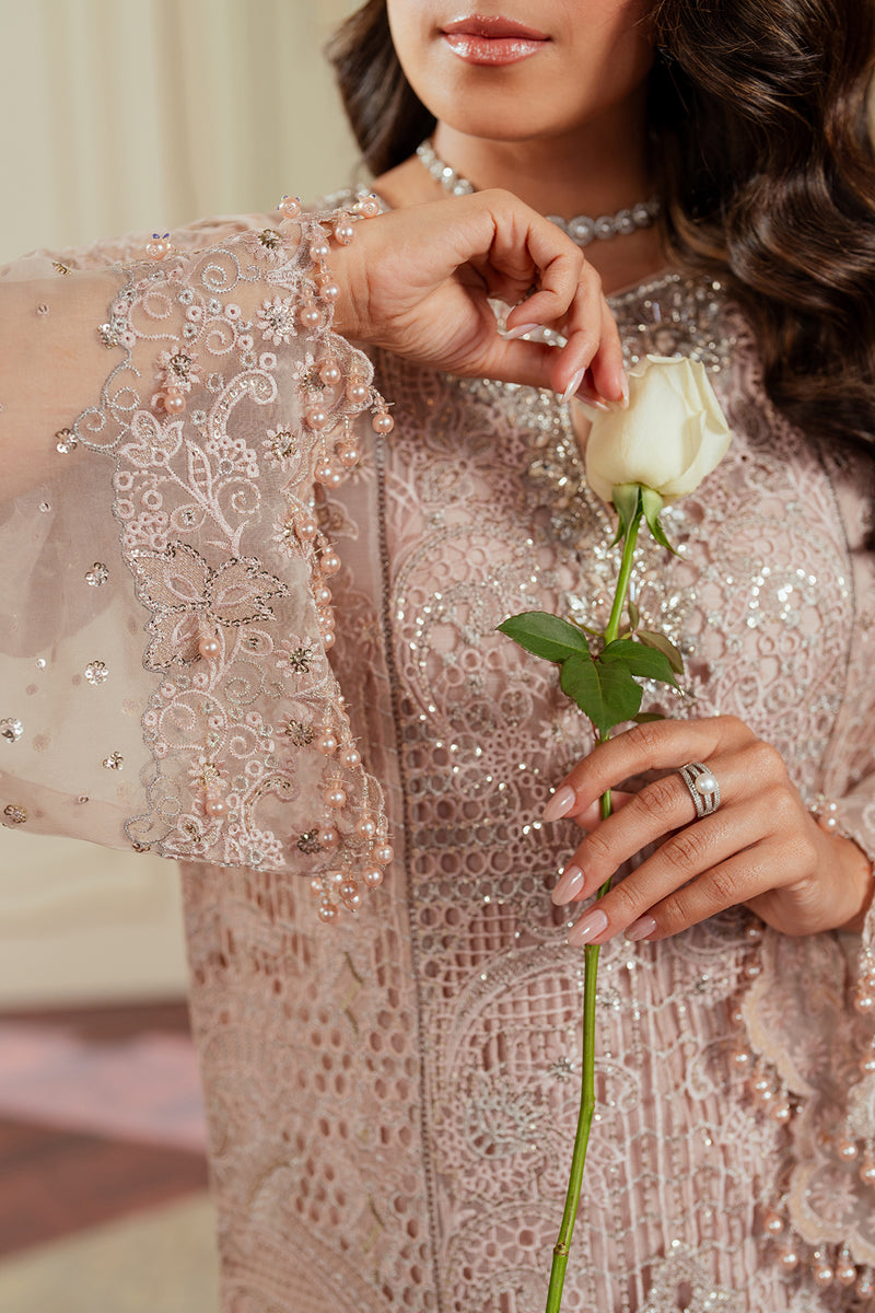 Baroque ORGANZA CH13-04 Pale Peach Pakistani formal dresses UK,long shirt for Formal Events - Pakistani Designer Wear for Women in UK | Kifat