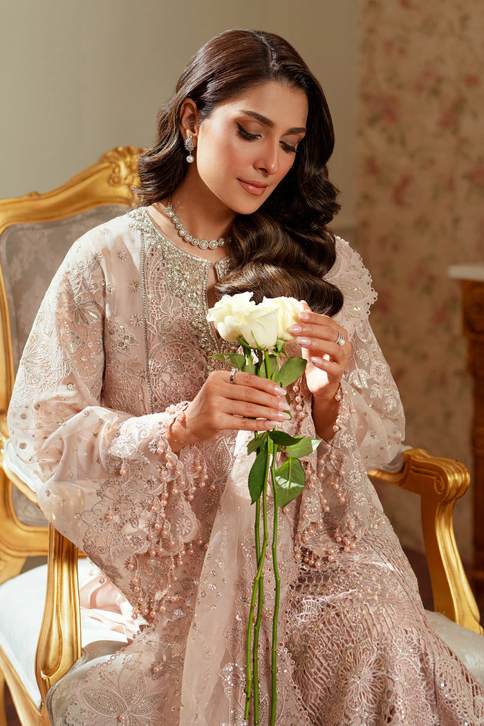Baroque ORGANZA CH13-04 Pale Peach Pakistani formal dresses UK,long shirt for Formal Events - Pakistani Designer Wear for Women in UK | Kifat
