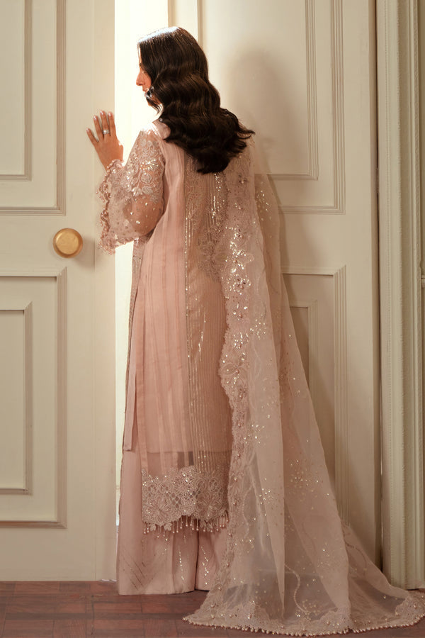 Baroque ORGANZA CH13-04 Pale Peach Pakistani formal dresses UK,long shirt for Formal Events - Pakistani Designer Wear for Women in UK | Kifat