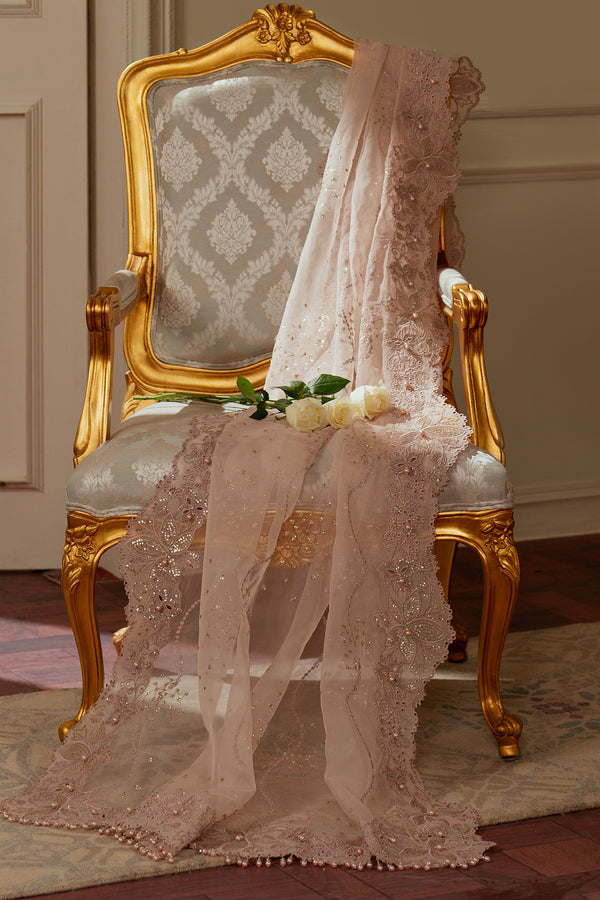 Baroque ORGANZA CH13-04 Pale Peach Pakistani formal dresses UK,long shirt for Formal Events - Pakistani Designer Wear for Women in UK | Kifat