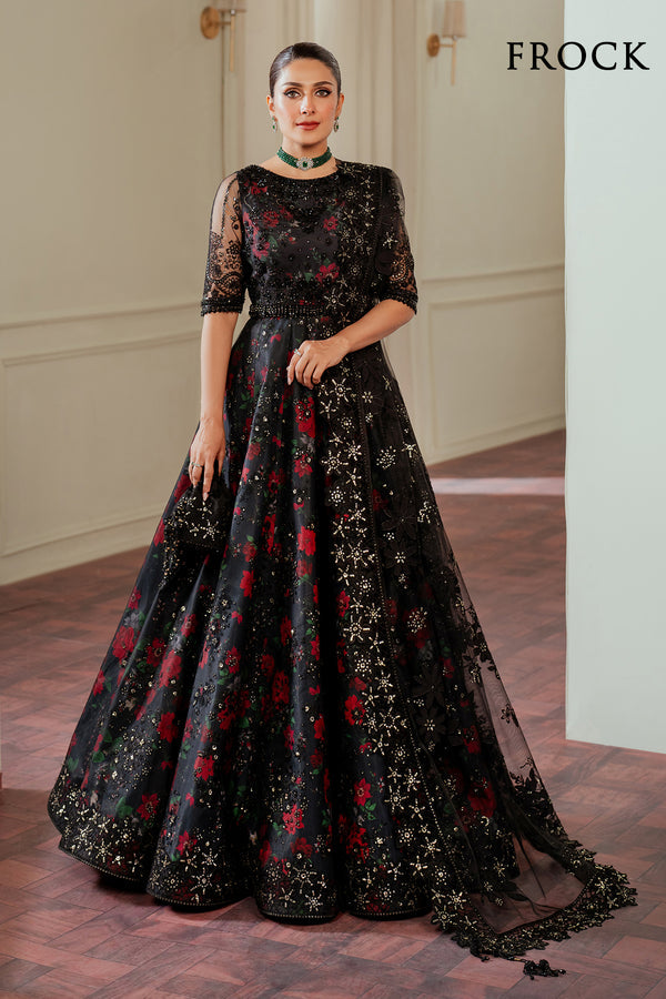 Baroque NET CH13-05 Black Frock,Lehenga for Formal Events - Pakistani Designer Wear for Women in UK | Kifat