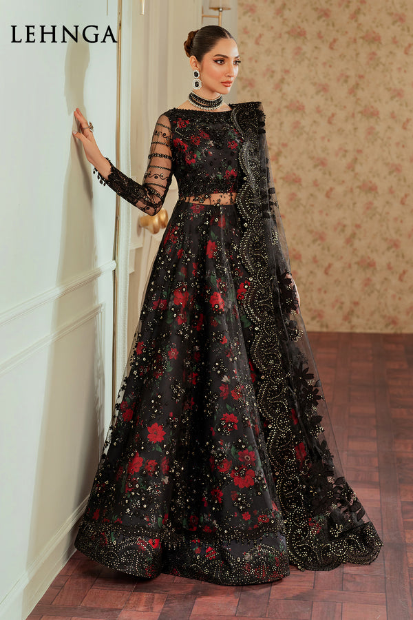 Baroque NET CH13-05 Black Frock,Lehenga for Formal Events - Pakistani Designer Wear for Women in UK | Kifat