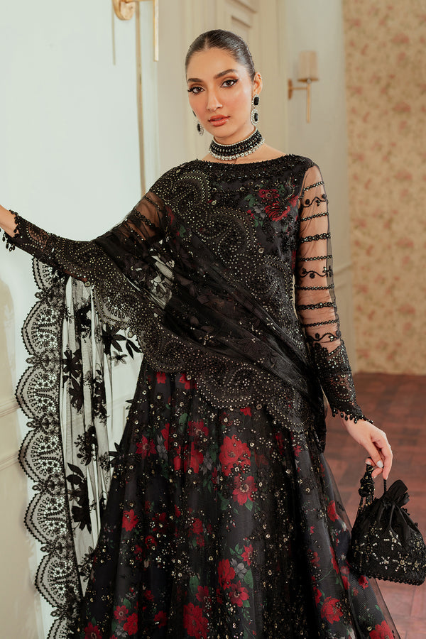 Baroque NET CH13-05 Black Frock,Lehenga for Formal Events - Pakistani Designer Wear for Women in UK | Kifat