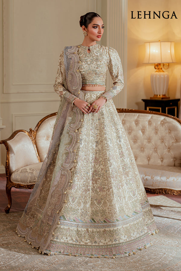 Baroque NET CH13-06 Ivory Frock,Lehenga for Wedding Wear - Pakistani Designer Wear for Women in UK | Kifat
