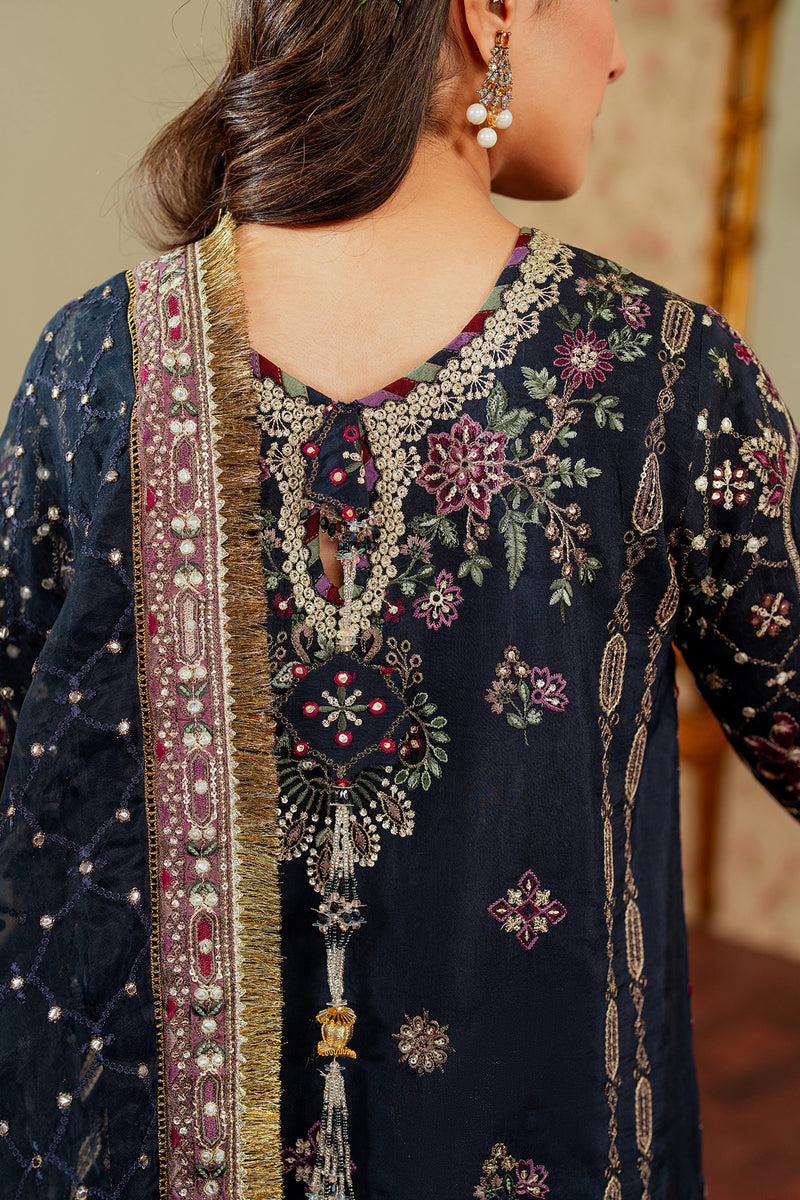 Baroque SILK CH13-07 Midnight Blue Long Shirt with Trouser,Short Shirt with Shalwar for Formal Events - Pakistani Designer Wear for Women in UK | Kifat