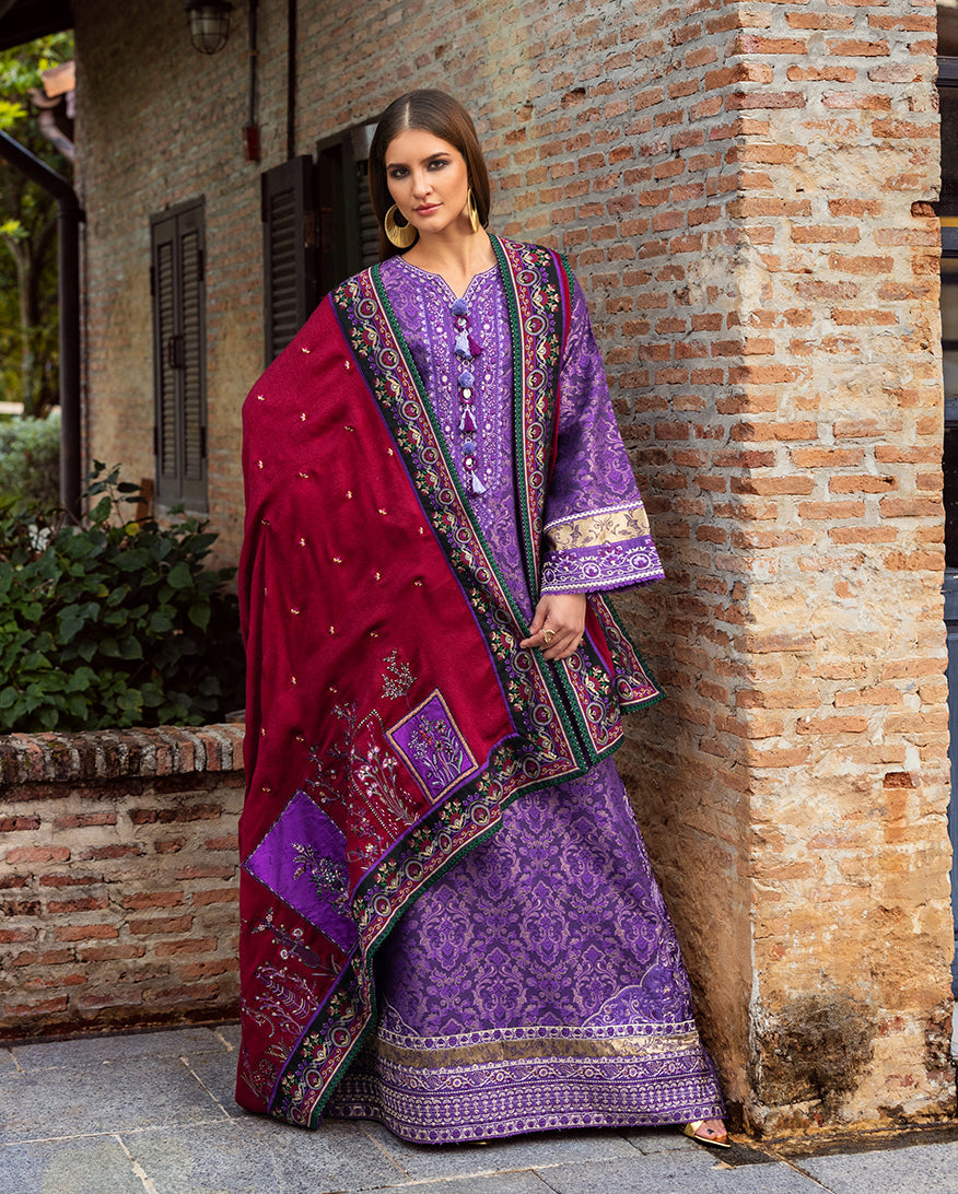 Women Wearing Bella Terra Purple Long Shirt for Casual Events - Pakistani Designer Wear for Women in UK | Kifat