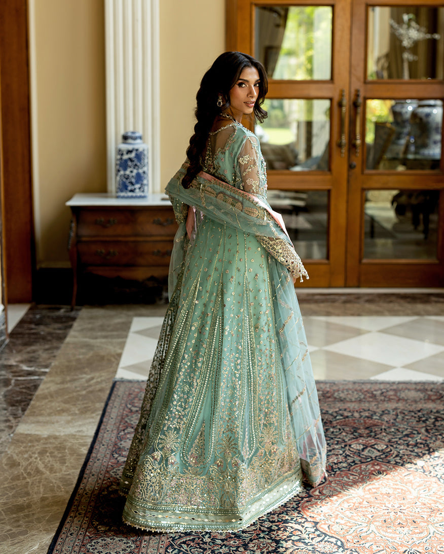 Women Wearing Bindu Mint Green Peshwas for Wedding Events - Pakistani Designer Wear for Women in UK | Kifat