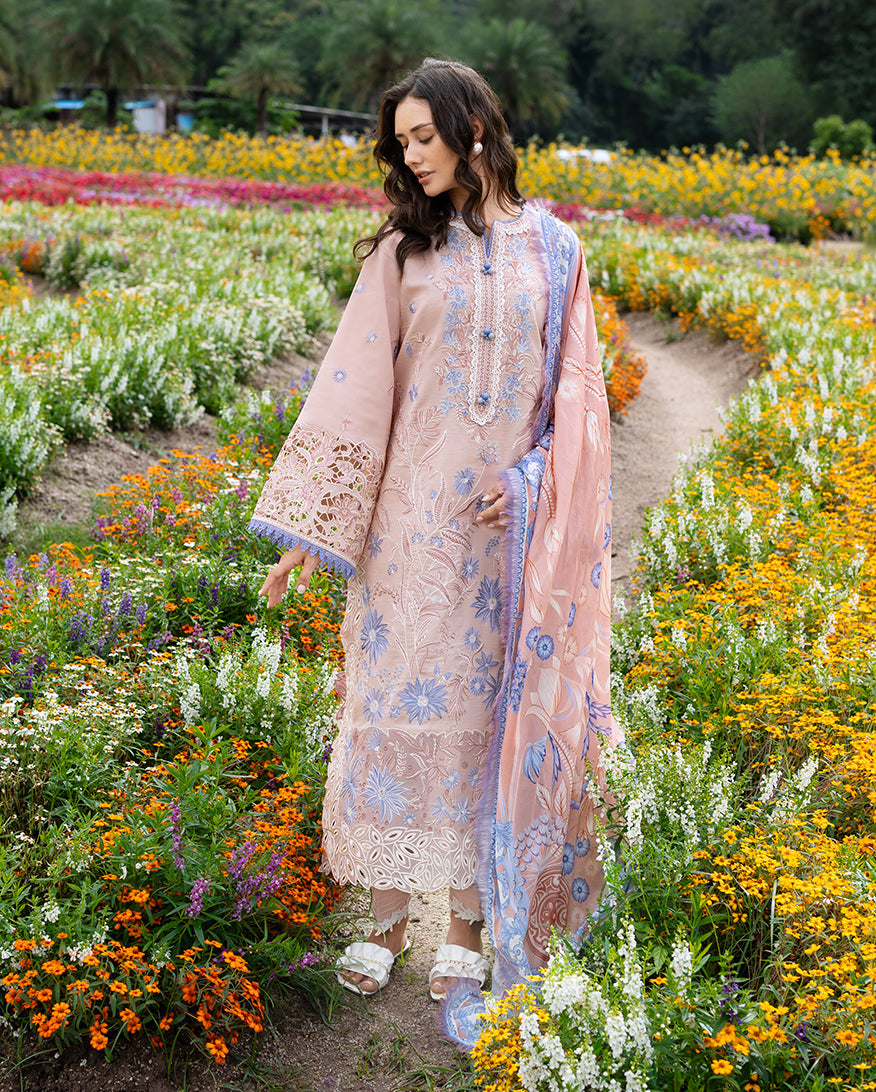 Women Wearing Bloom Sonata Peach Pink Long Shirt for Festive Events - Pakistani Designer Wear for Women in UK | Kifat