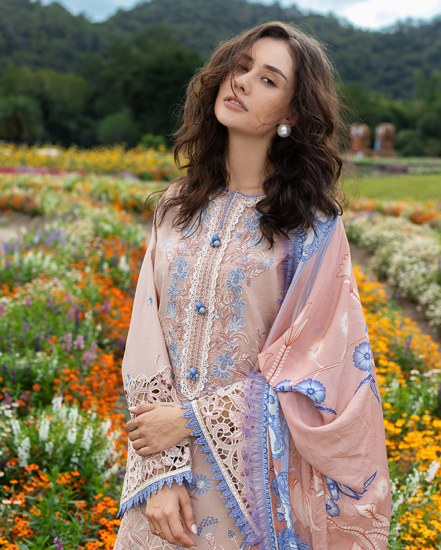 Women Wearing Bloom Sonata Peach Pink Long Shirt for Festive Events - Pakistani Designer Wear for Women in UK | Kifat