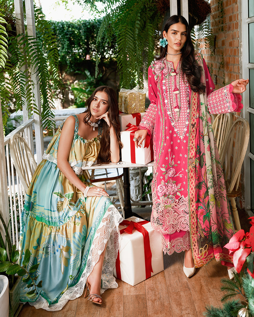 Women Wearing Blushing Rose Shocking Pink Long Shirt For Luxury Events - Pakistani Designer Wear For Women In UK | Kifat