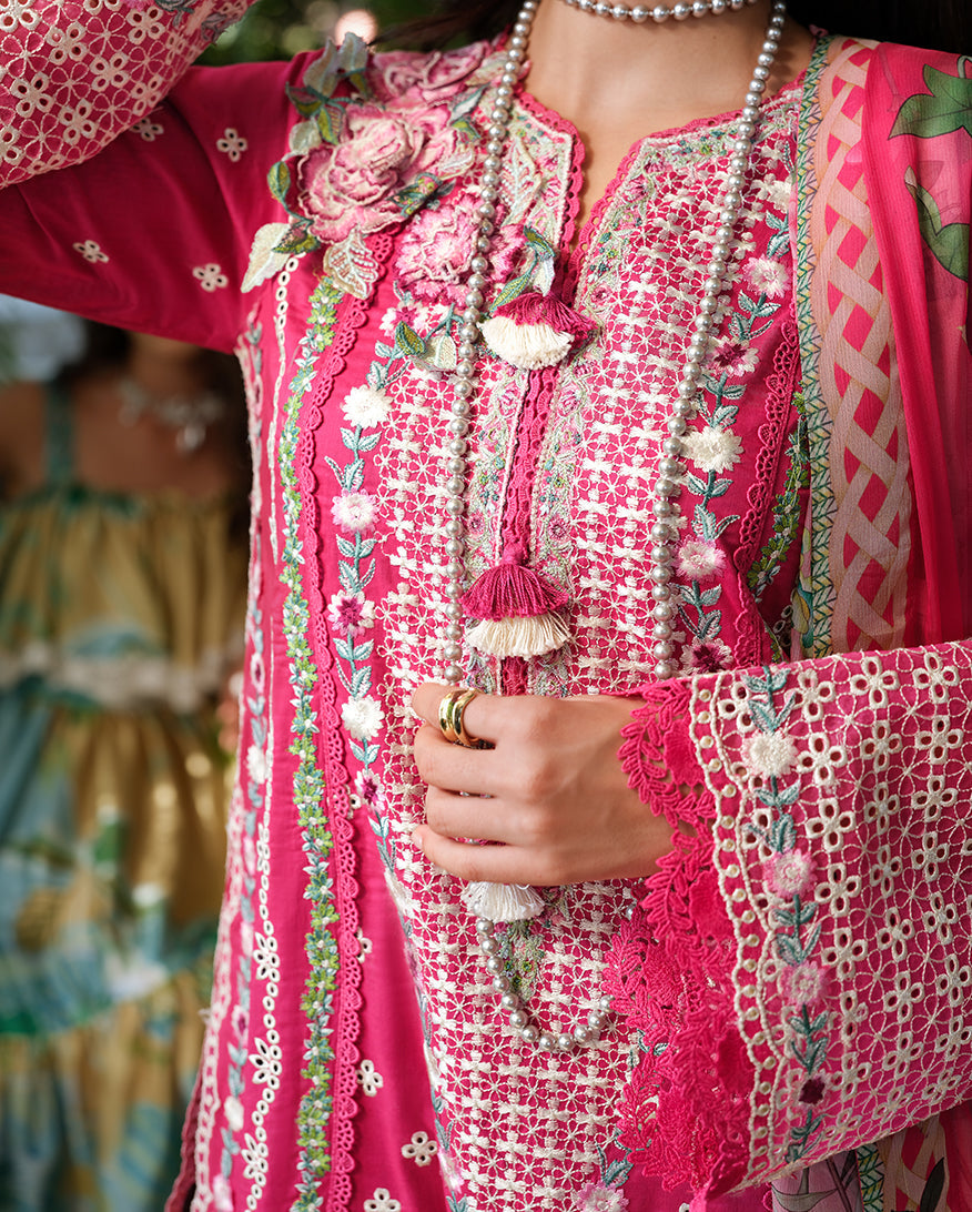 Women Wearing Blushing Rose Shocking Pink Long Shirt For Luxury Events - Pakistani Designer Wear For Women In UK | Kifat