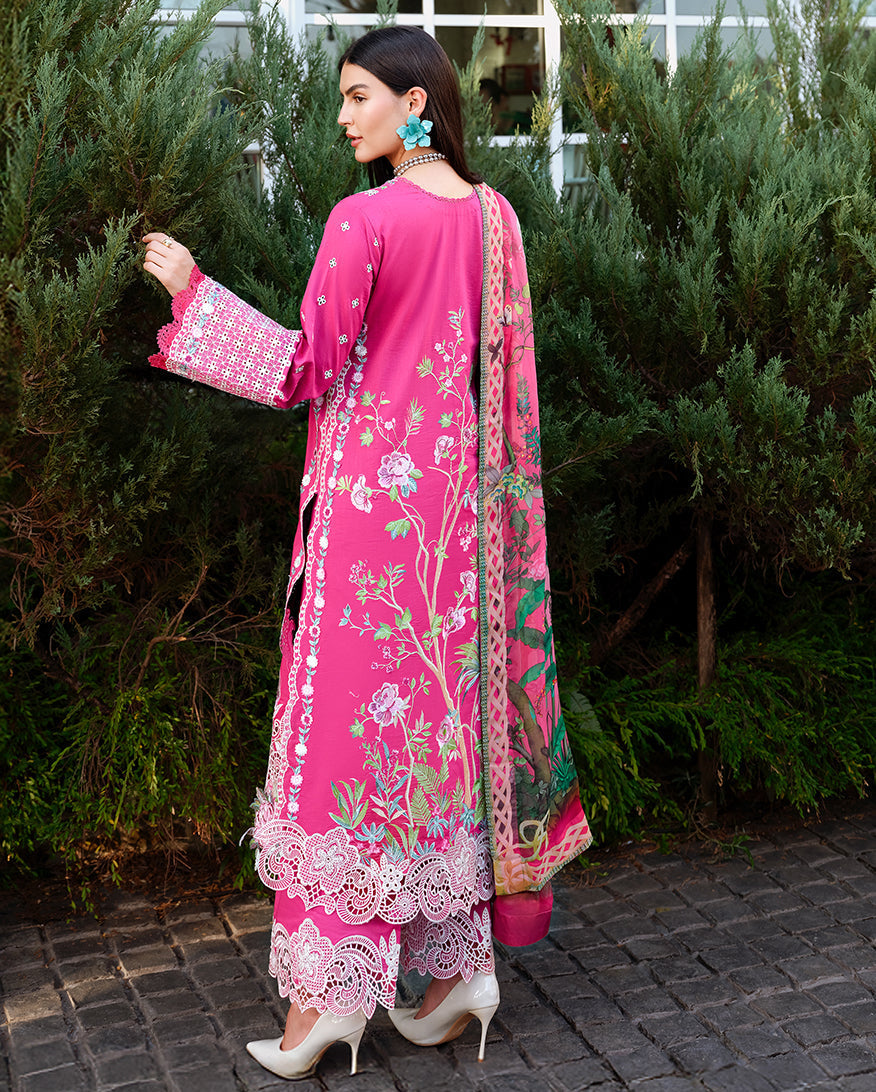 Women Wearing Blushing Rose Shocking Pink Long Shirt For Luxury Events - Pakistani Designer Wear For Women In UK | Kifat