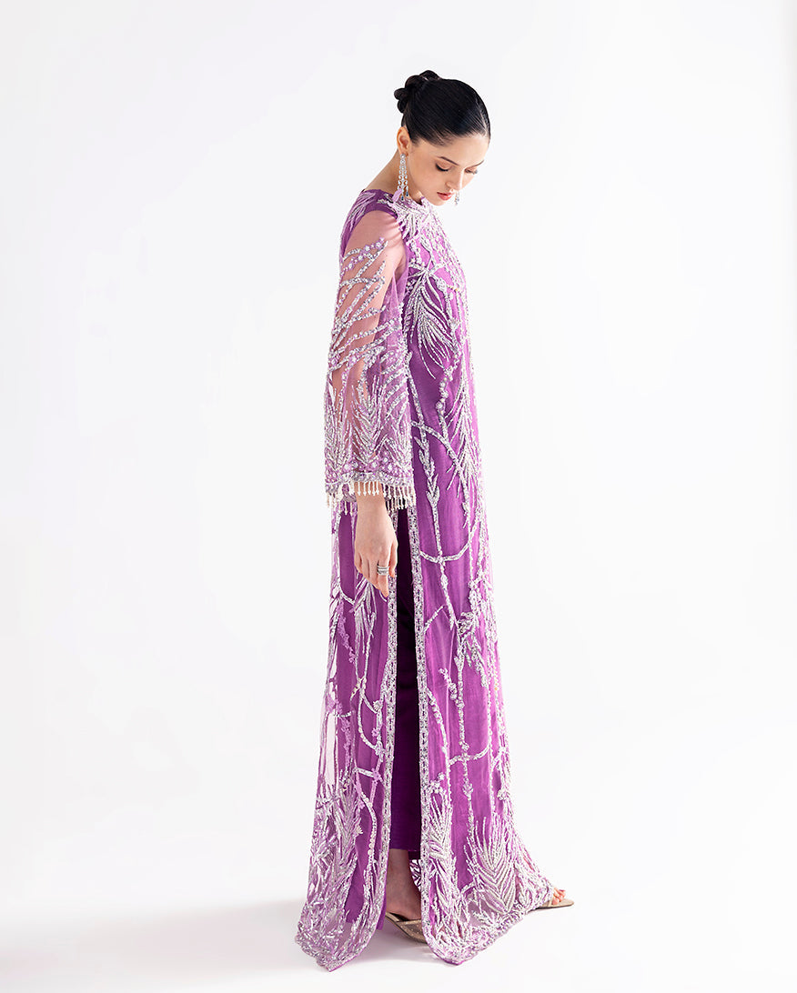 Women Wearing Brielle Magenta Long Shirt for Festive Events - Pakistani Designer Wear for Women in UK | Kifat