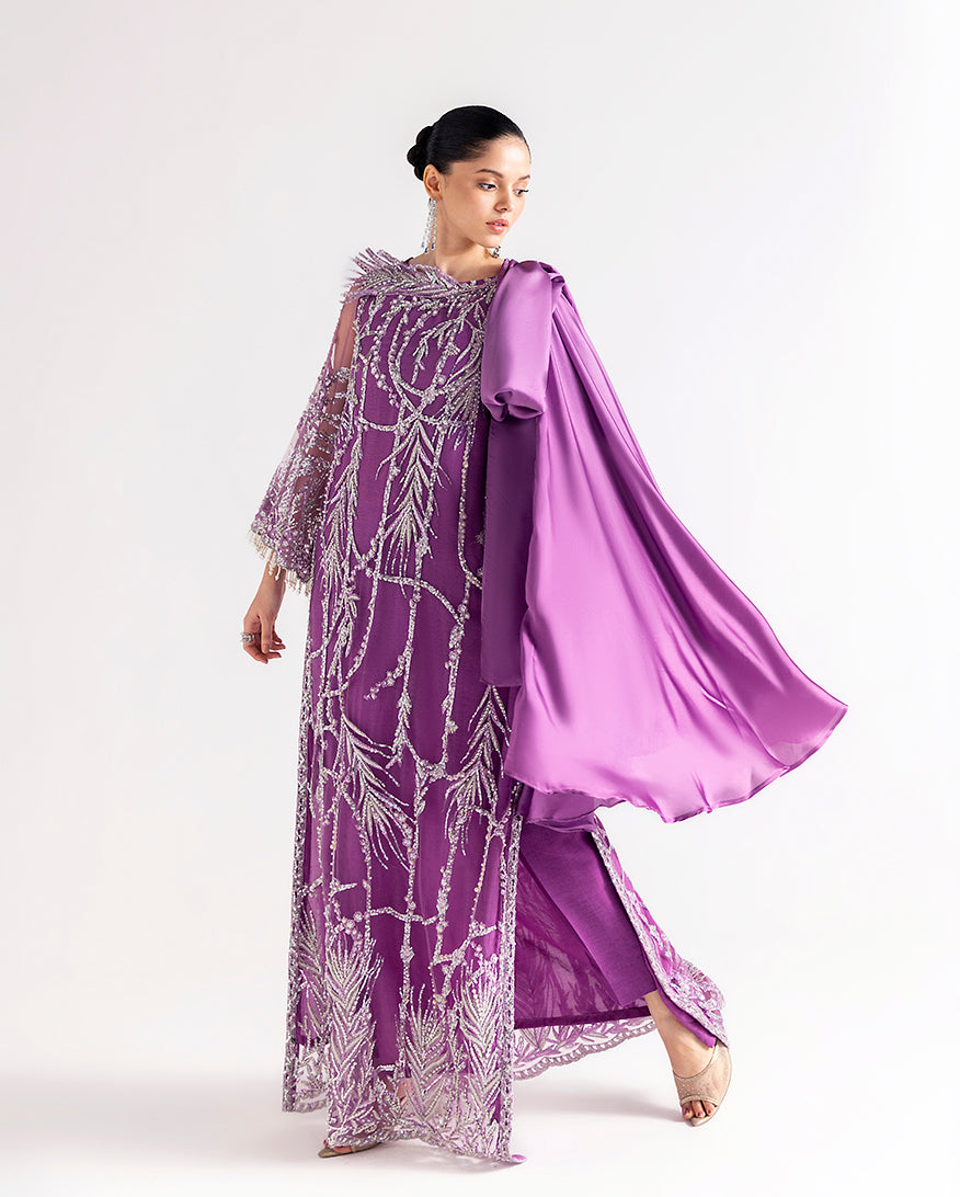Women Wearing Brielle Magenta Long Shirt for Festive Events - Pakistani Designer Wear for Women in UK | Kifat