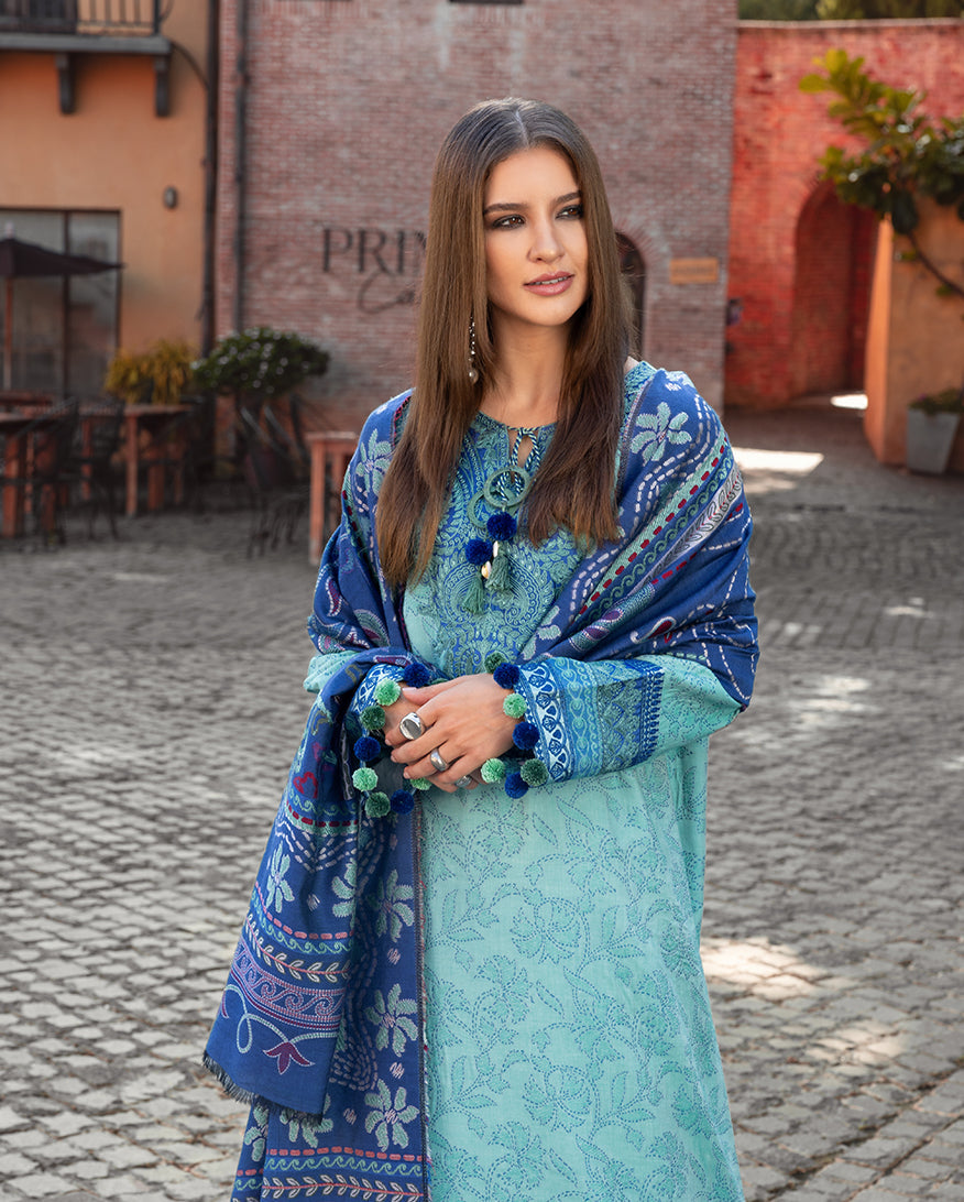 Women Wearing Chianti Glow Aqua Long Shirt for Casual Events - Pakistani Designer Wear for Women in UK | Kifat