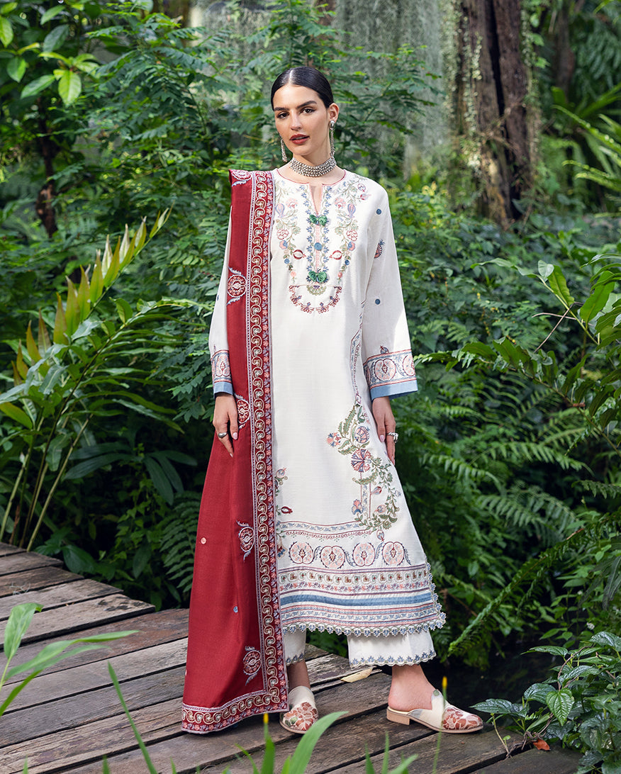 Women Wearing Coper Blaze Off White Long Shirt for Luxury Events - Pakistani Designer Wear for Women in UK | Kifat
