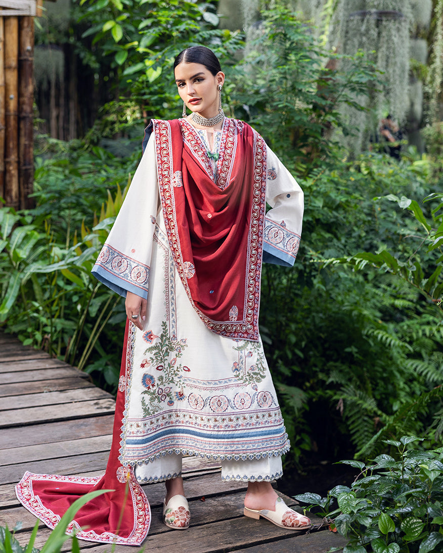 Women Wearing Coper Blaze Off White Long Shirt for Luxury Events - Pakistani Designer Wear for Women in UK | Kifat