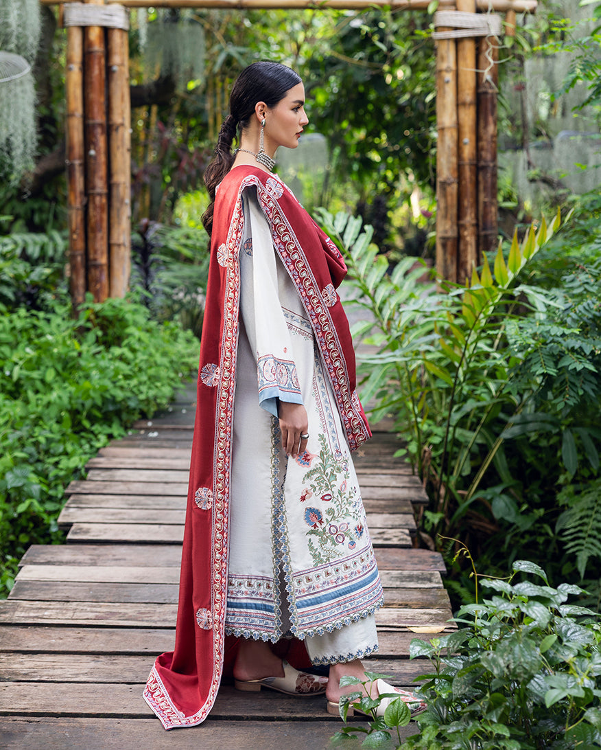 Women Wearing Coper Blaze Off White Long Shirt for Luxury Events - Pakistani Designer Wear for Women in UK | Kifat