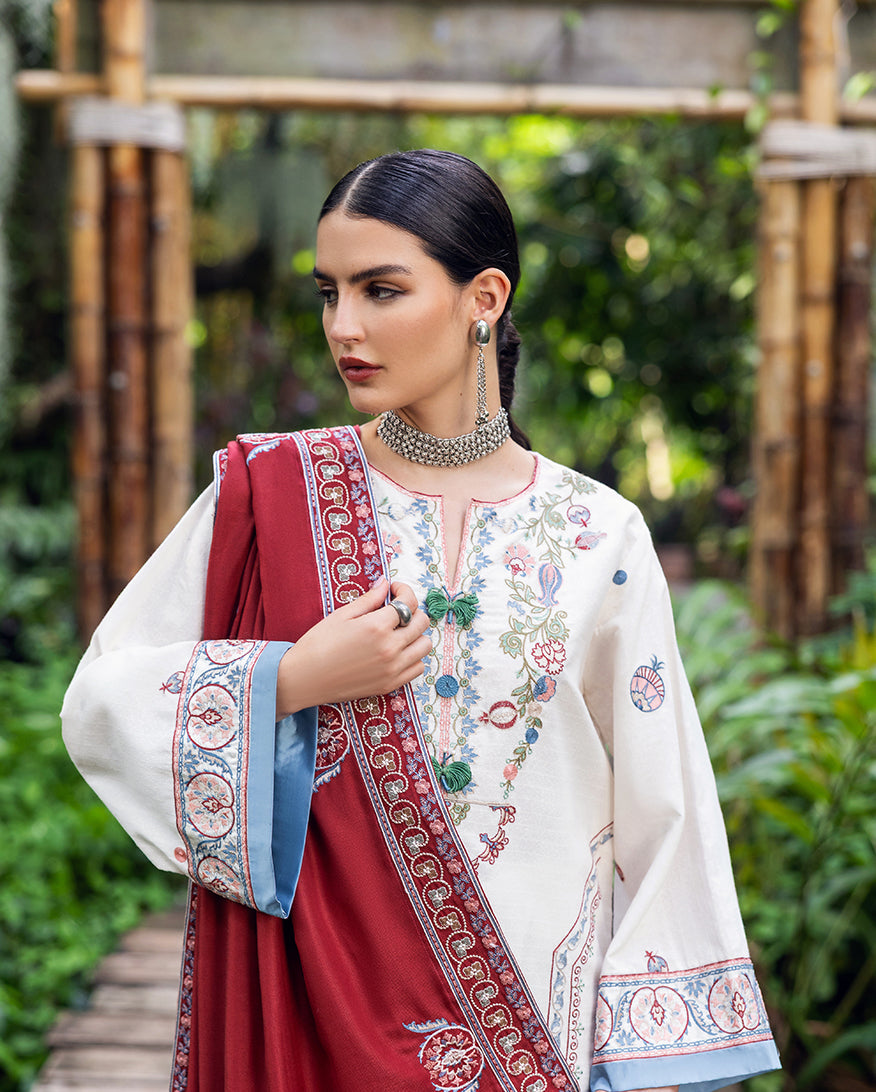 Women Wearing Coper Blaze Off White Long Shirt for Luxury Events - Pakistani Designer Wear for Women in UK | Kifat