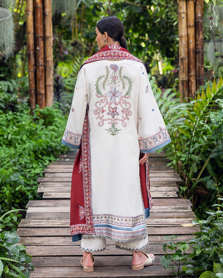 Women Wearing Coper Blaze Off White Long Shirt for Luxury Events - Pakistani Designer Wear for Women in UK | Kifat