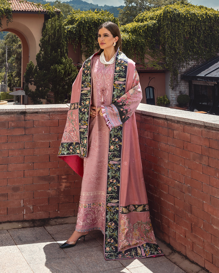 Women Wearing Cortona Bloom Pink Long Shirt for Casual Events - Pakistani Designer Wear for Women in UK | Kifat