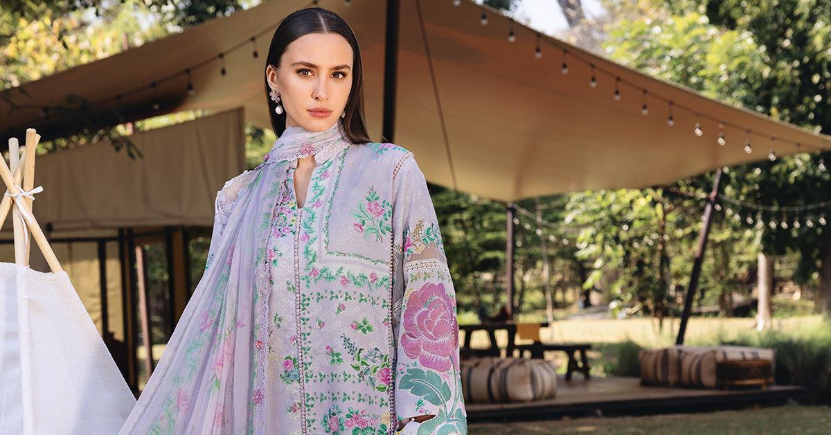 Women Wearing mpt-2904-a Lilac Long Shirt with Plazo for Festive Events - Pakistani Designer Wear for Women in UK | Kifat