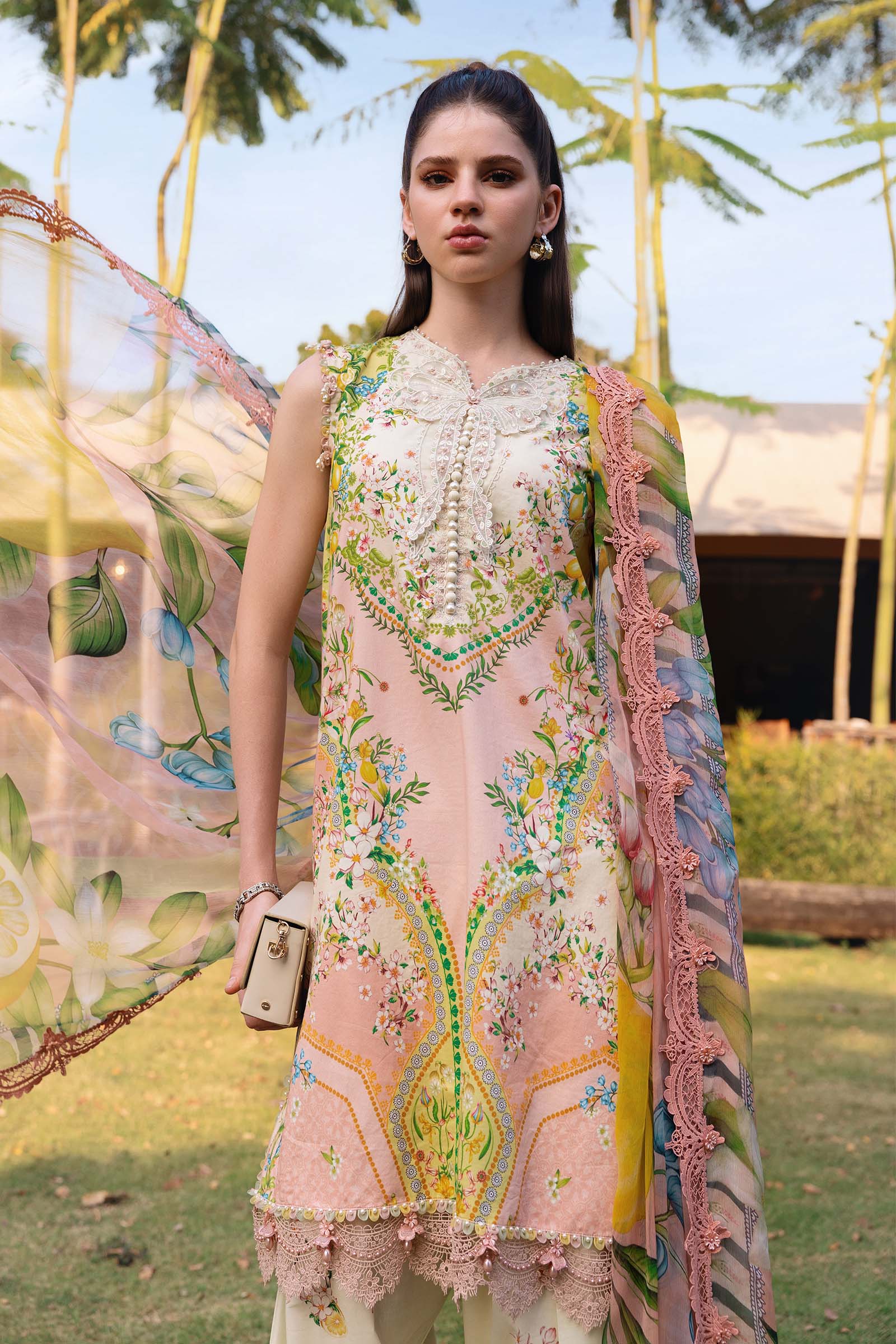 Women Wearing mpt-2908-a Lemon Yellow short shirt with shalwar for Festive Events - Pakistani Designer Wear for Women in UK | Kifat