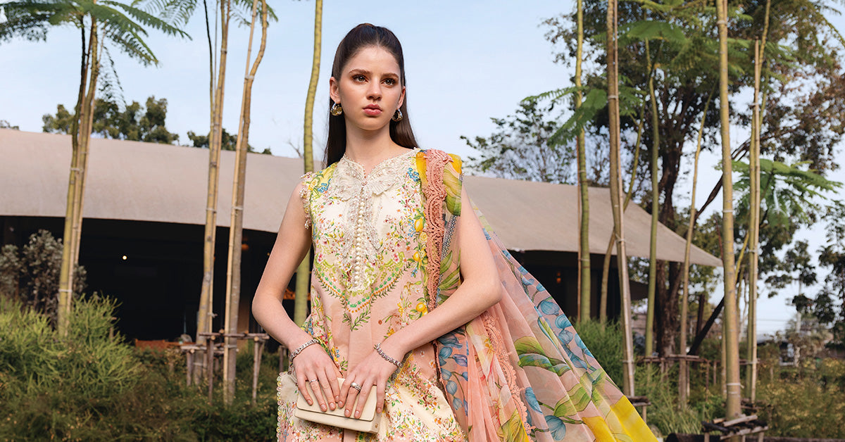 Women Wearing mpt-2908-a Lemon Yellow short shirt with shalwar for Festive Events - Pakistani Designer Wear for Women in UK | Kifat