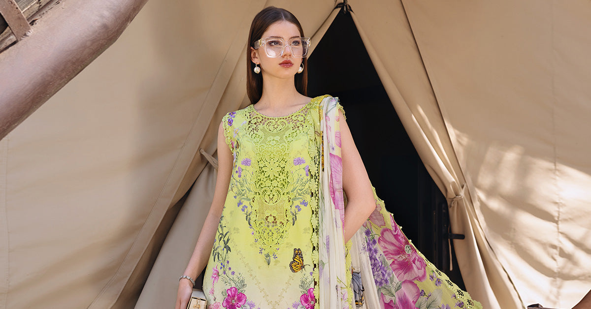 Women Wearing mpt-2909-a Green short shirt with shalwar for Festive Events - Pakistani Designer Wear for Women in UK | Kifat