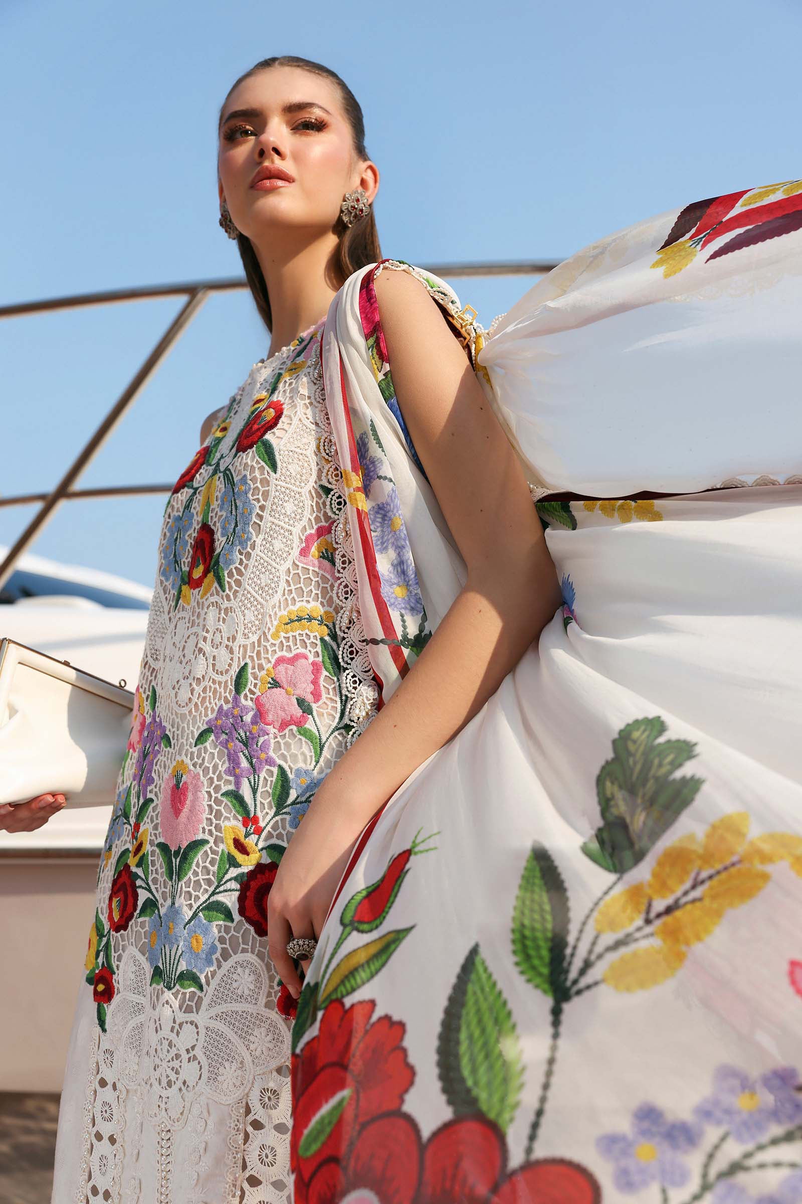 Women Wearing D-2610-A Off White Long Shirt For Luxury Events - Pakistani Designer Wear For Women In UK | Kifat