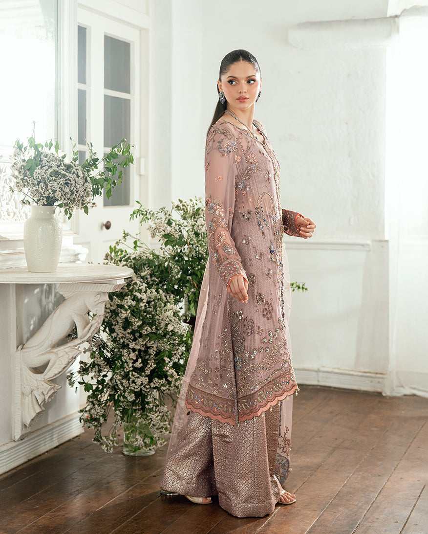 Women Wearing Roop Rangoli Mauve Pink Long Shirt for Festive Events - Pakistani Designer Wear for Women in UK | Kifat