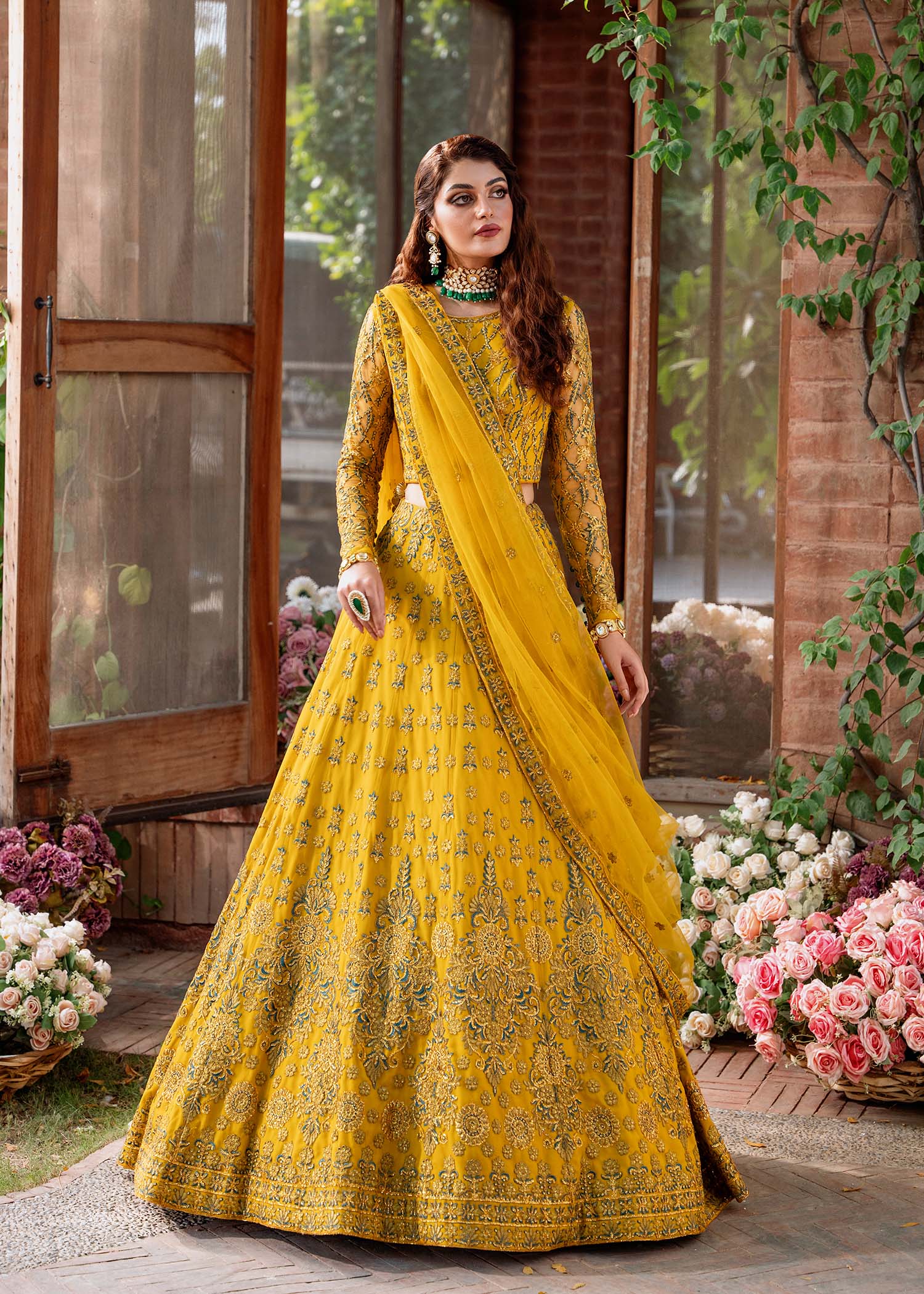 Women Wearing Shehernaz Yellow Lehnga Choli For Formals Events - Pakistani Designer Wear For Women In UK | Kifat