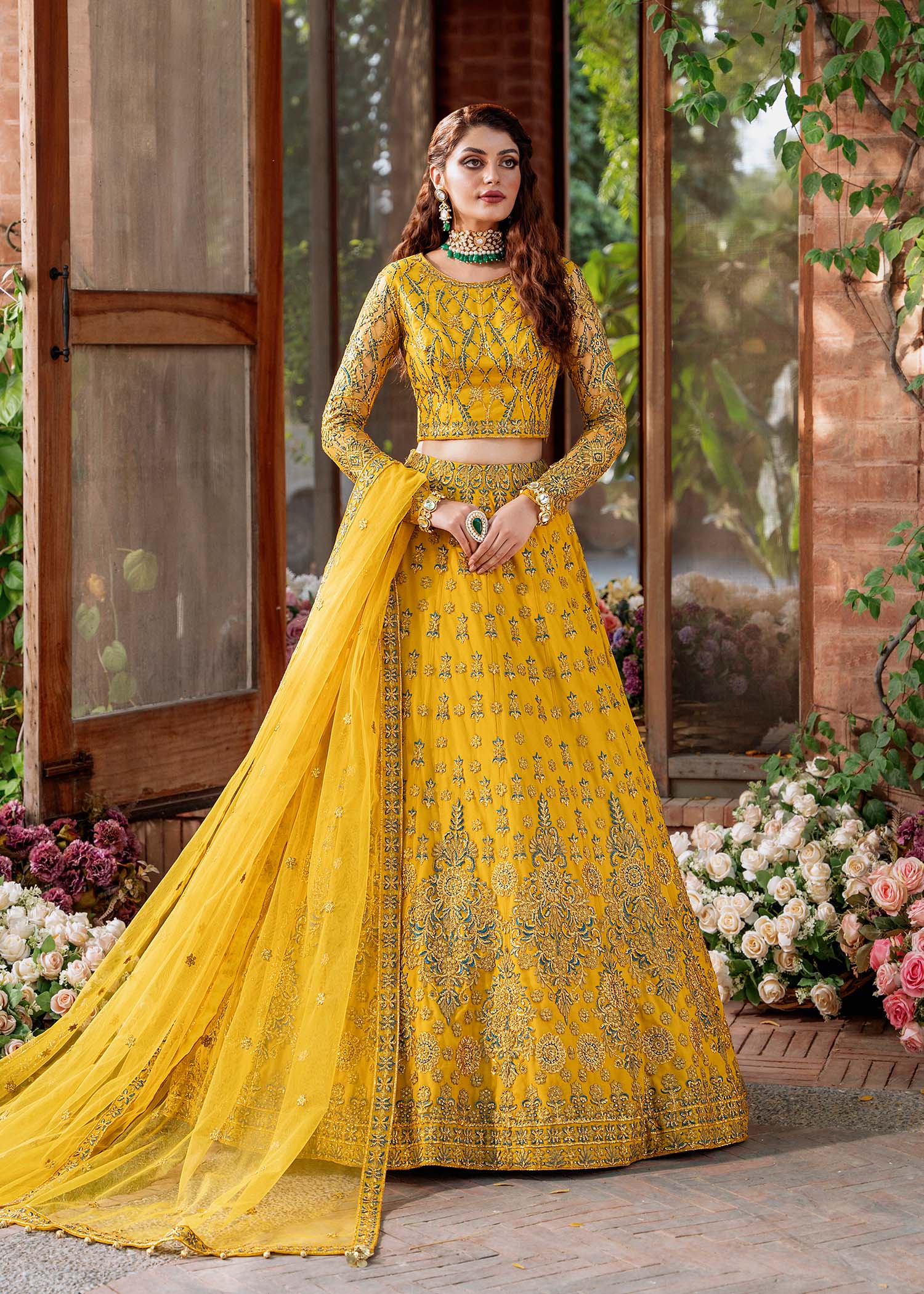 Women Wearing Shehernaz Yellow Lehnga Choli For Formals Events - Pakistani Designer Wear For Women In UK | Kifat