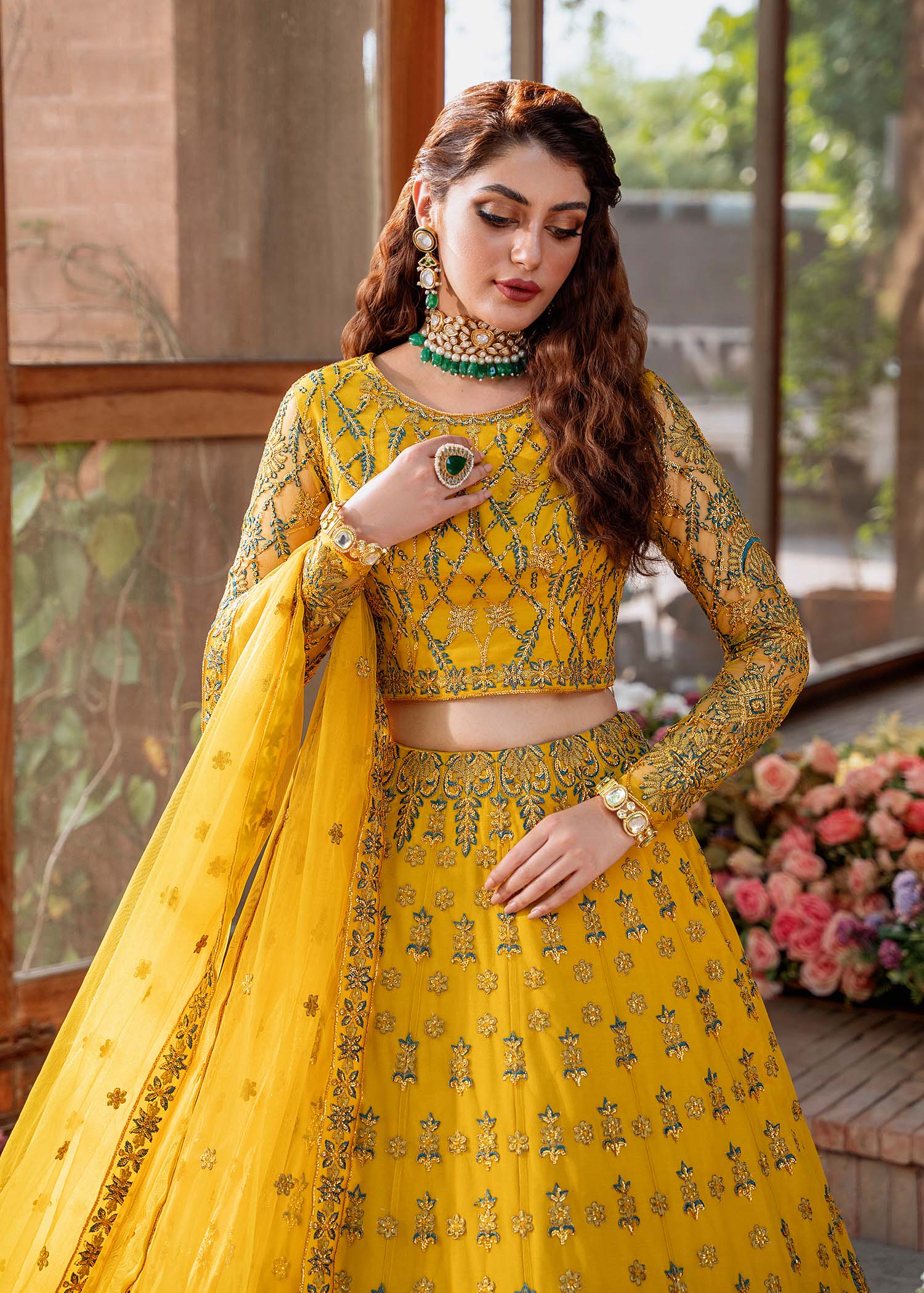 Women Wearing Shehernaz Yellow Lehnga Choli For Formals Events - Pakistani Designer Wear For Women In UK | Kifat